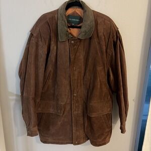 HILL & ARCHER BROWN SUEDE GENUINE LEATHER 2 TONE MENS JACKET SIZE 46